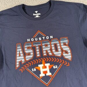 Fanatics Houston Astros T-Shirt Men's‎ Large Navy Blue Front & Center Logo 1962
